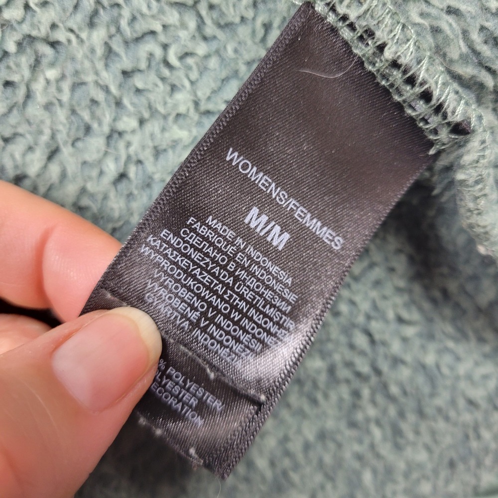 North Face Osito Jacket Women‎ Medium Green Fuzzy Fleece Teddy Full Zip Hike - Picture 9 of 15